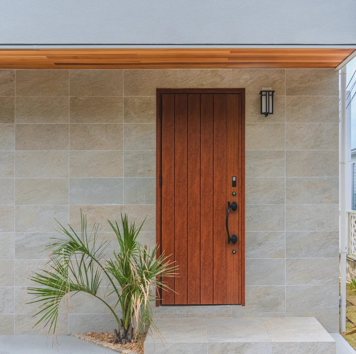 Wooden entry door exterior, Japan travel photography