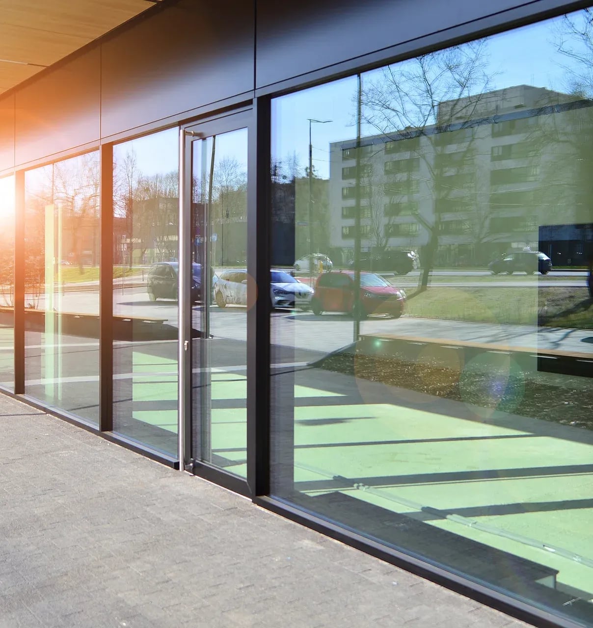 Panoramic windows of a new commercial premises property